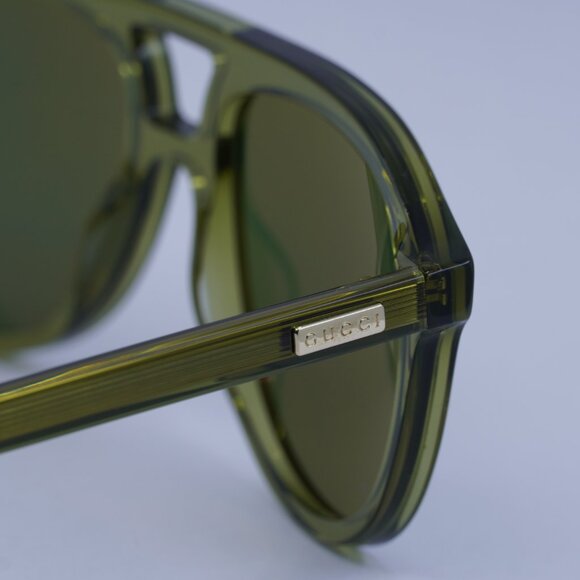Gucci GG1320S 003 Sunglasses Olive Green Aviator Frame, Green Lenses - Picture 9 of 11